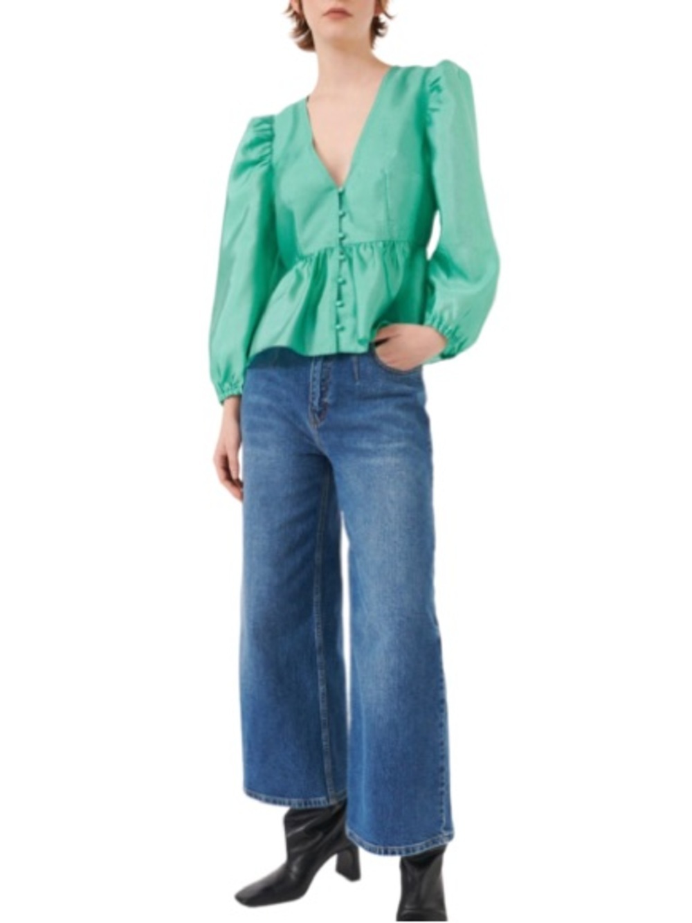Baum und Pferdgarten Mallow Green Crème de Menthe Voluminous Peplum Top Size 8
